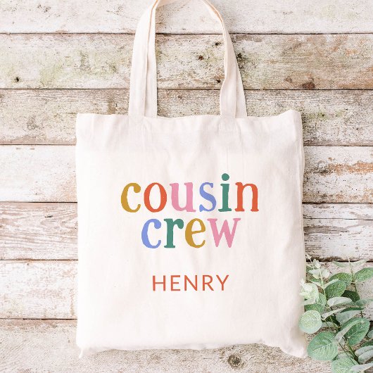 Tote Bag Nom personnalisé de l'équipage du cousin coloré