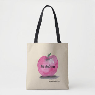 Tote Bag Nom personnalisé de professeur, Apple, étudiants