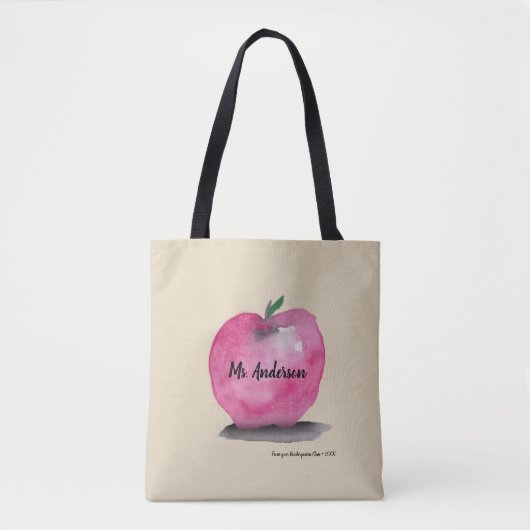 Tote Bag Nom personnalisé de professeur, Apple, étudiants (Devant)