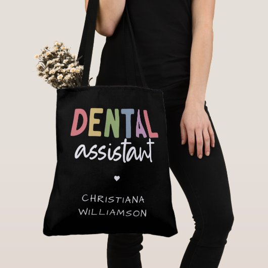 Tote Bag Nom personnalisé Dental Assistant Cadeau  (De près)