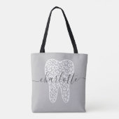 Tote Bag Nom personnalisé Dental Empreinte de léopard Doth (Dos)