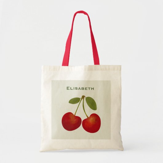 Tote Bag Nom personnalisé des fruits aux cerises rouges (Devant)