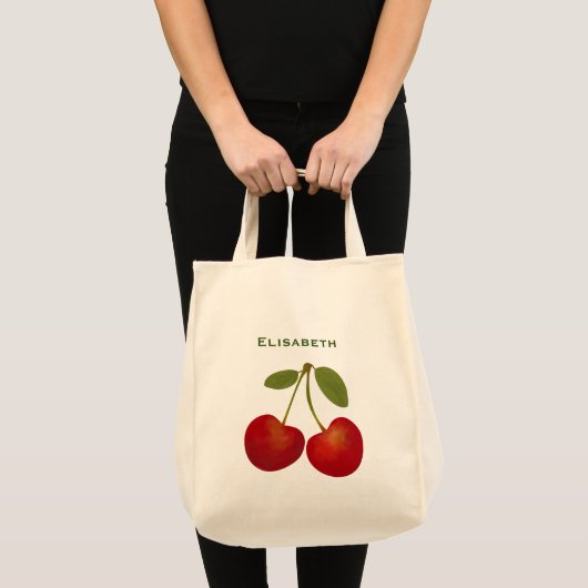 Tote Bag Nom personnalisé des fruits aux cerises rouges (Devant (produit))