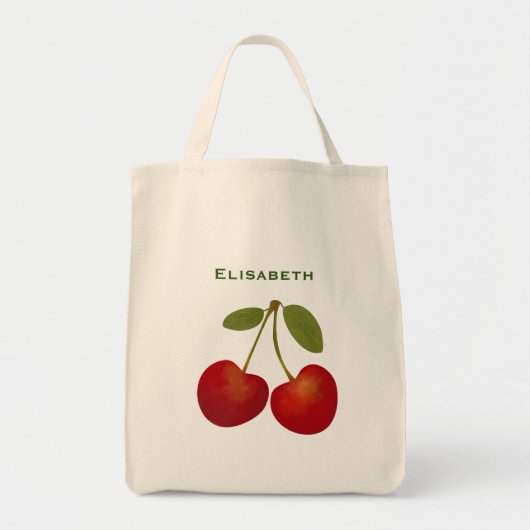Tote Bag Nom personnalisé des fruits aux cerises rouges (Devant)
