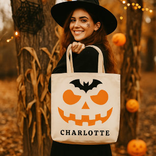 Tote Bag Nom personnalisé du Citrouille Halloween personnal