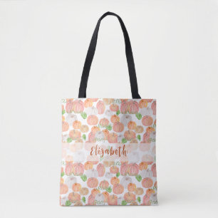 Tote Bag Nom personnalisé du joli Citrouille Automne