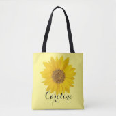 Tote Bag Nom personnalisé du tournesol jaune unique (Devant)