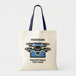 Tote Bag Nom personnalisé et drone de texte