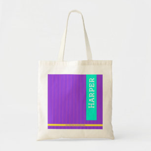 Tote Bag Nom personnalisé et monogramme moderne violet