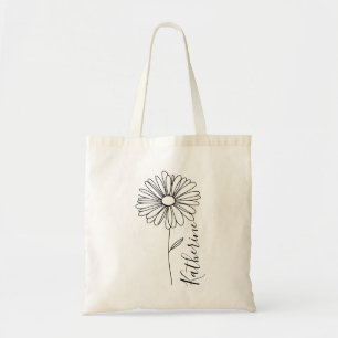 Tote Bag Nom personnalisé Fleur de naissance d'avril margue
