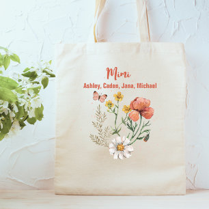 Tote Bag Nom personnalisé Fleur sauvage Floral Mimi