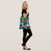 Tote Bag Nom personnalisé Fleurs vertes rétros Vibrant (Sur le modèle)