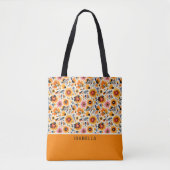 Tote Bag Nom Personnalisé Floral Coloré Élégant Tendance (Devant)
