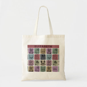Tote Bag Nom personnalisé French Bulldog Floral Rétro