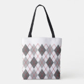 Tote Bag Nom personnalisé gris blanc noir Jacquard rouge (Dos)