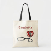 Tote Bag Nom personnalisé Infirmière Stethoscope Médicale C (Devant)