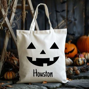Tote Bag Nom Personnalisé Jack-o'-lantern Citrouille Tri Ou