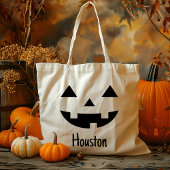 Tote Bag Nom Personnalisé Jack-o'-lantern Citrouille Tri Ou