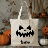Tote Bag Nom Personnalisé Jack-o'-lantern Citrouille Tri Ou