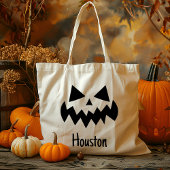 Tote Bag Nom Personnalisé Jack-o'-lantern Citrouille Tri Ou