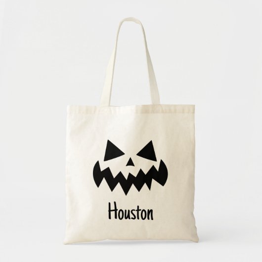 Tote Bag Nom Personnalisé Jack-o'-lantern Citrouille Tri Ou (Devant)