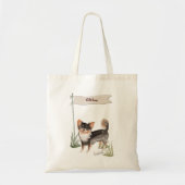 Tote Bag Nom personnalisé Long Haired Chihuahua Chien anima (Devant)