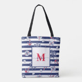 Tote Bag Nom personnalisé Marine bleu et blanc (Dos)