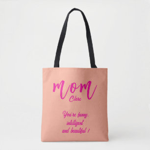 Tote Bag Nom personnalisé meilleur maman jamais ROSE PINK