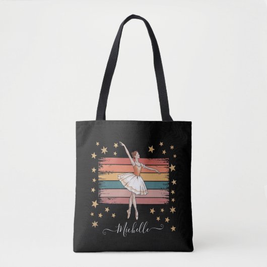 Tote Bag Nom personnalisé moderne Ballet Ballerina noir (Devant)