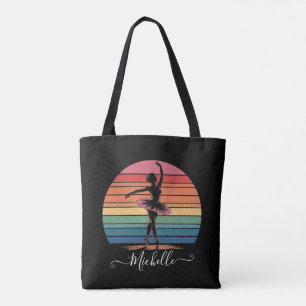 Tote Bag Nom personnalisé moderne Ballet Ballerina noir