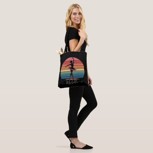 Tote Bag Nom personnalisé moderne Ballet Ballerina noir (Sur le modèle)