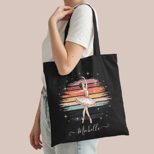 Tote Bag Nom personnalisé moderne Ballet Ballerina noir