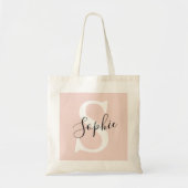Tote Bag Nom personnalisé moderne Monogram Pastel Rose (Devant)