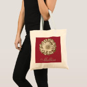 Tote Bag Nom personnalisé Monogram Golden Sunflower (Devant (produit))