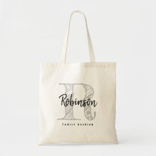 Tote Bag Nom personnalisé monogramme famille réunion rustiq