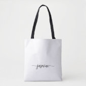 Tote Bag Nom personnalisé Monogramme Simple Fille Blanc (Devant)