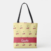 Tote Bag Nom personnalisé motif de cerises rouges (Dos)
