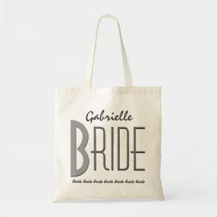 Tote Bag Nom personnalisé noir et gris Épouse personnalis
