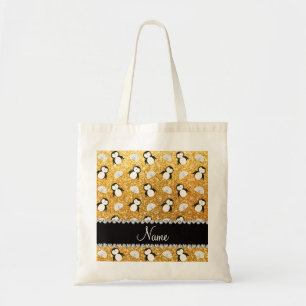 Tote Bag Nom personnalisé parties scintillant jaune pingoui