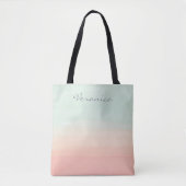 Tote Bag Nom personnalisé Pastel Mint Peach Aquarelle (Devant)