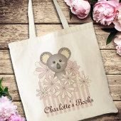 Tote Bag Nom personnalisé Pastel rose mignon Bébé Koala Enf