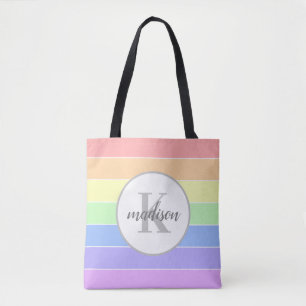 Tote Bag Nom personnalisé personnalisé Monogramme bandes ar