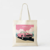 Tote Bag Nom personnalisé Pink Classic Car (Dos)