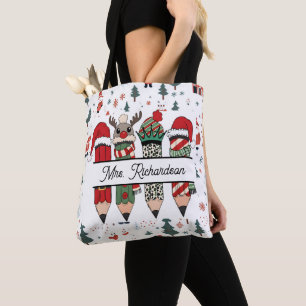 Tote Bag Nom personnalisé pour professeur remerciement Noël