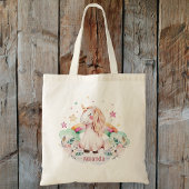 Tote Bag Nom personnalisé Rainbow Unicorn