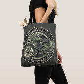 Tote Bag NOM personnalisé Retro Military Motorcycle Biker (De près)