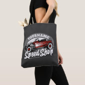 Tote Bag Nom personnalisé Rockabilly Roadster Speed Shop Ga (De près)