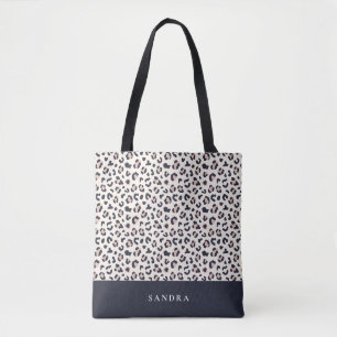 Tote Bag Nom personnalisé rose Empreinte de léopard