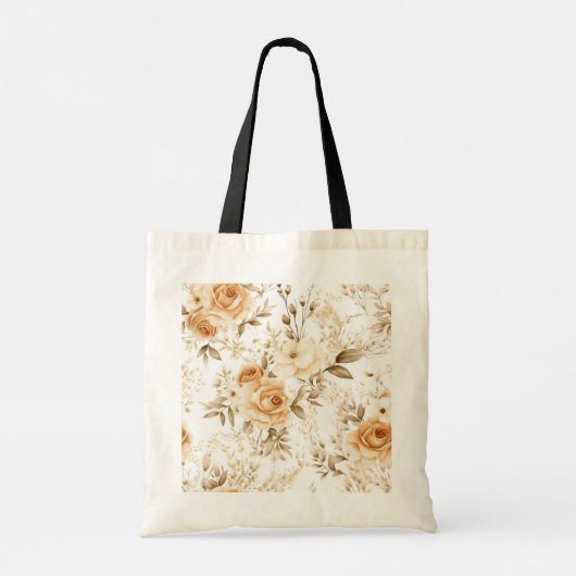 Tote Bag Nom personnalisé Rustique Boho Roses neutres (Dos)