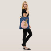 Tote Bag Nom personnalisé Script Bleu Botanique Boho (Sur le modèle)